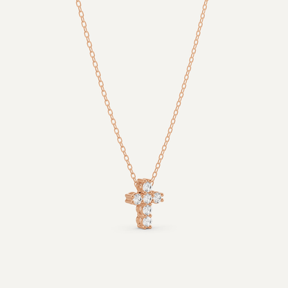 1/4 ctw Round Diamond Cross Pendant - Lotus Diamond
