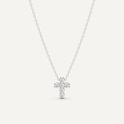 1/4 ctw Round Diamond Cross Pendant - Lotus Diamond