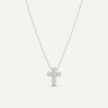 1/4 ctw Round Diamond Cross Pendant - Lotus Diamond