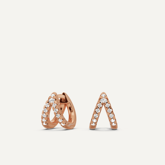 1/4 ctw Round Diamond Double Hoop Earrings - Lotus Diamond