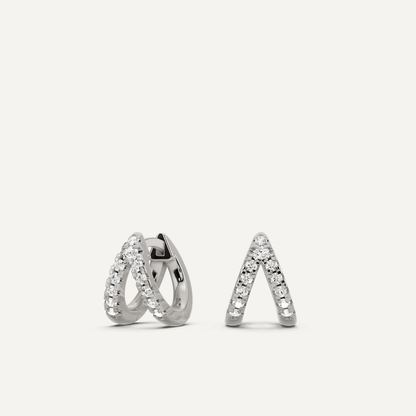 1/4 ctw Round Diamond Double Hoop Earrings - Lotus Diamond