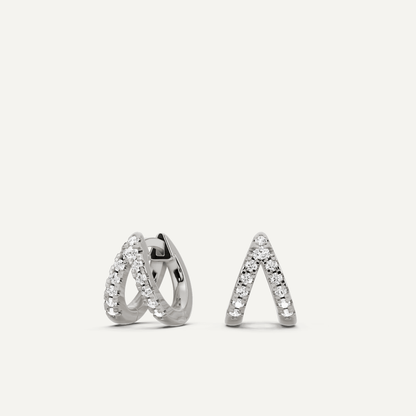 1/4 ctw Round Diamond Double Hoop Earrings - Lotus Diamond