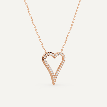1/4 ctw Round Diamond Elongated Heart Pendant - Lotus Diamond