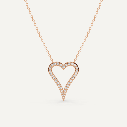 1/4 ctw Round Diamond Elongated Heart Pendant - Lotus Diamond