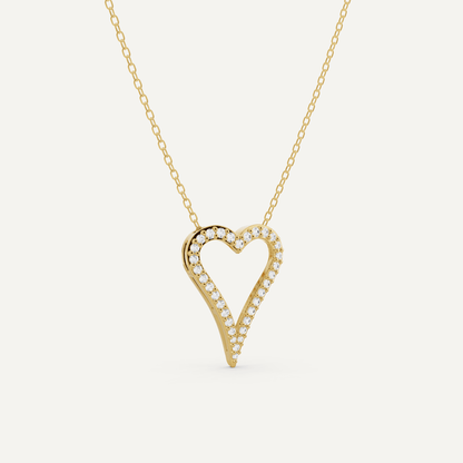 1/4 ctw Round Diamond Elongated Heart Pendant - Lotus Diamond