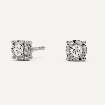 1/4 ctw Round Diamond Miracle Plate Stud Earrings - Lotus Diamond