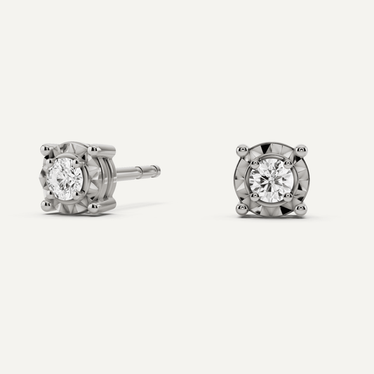 1/4 ctw Round Diamond Miracle Plate Stud Earrings - Lotus Diamond