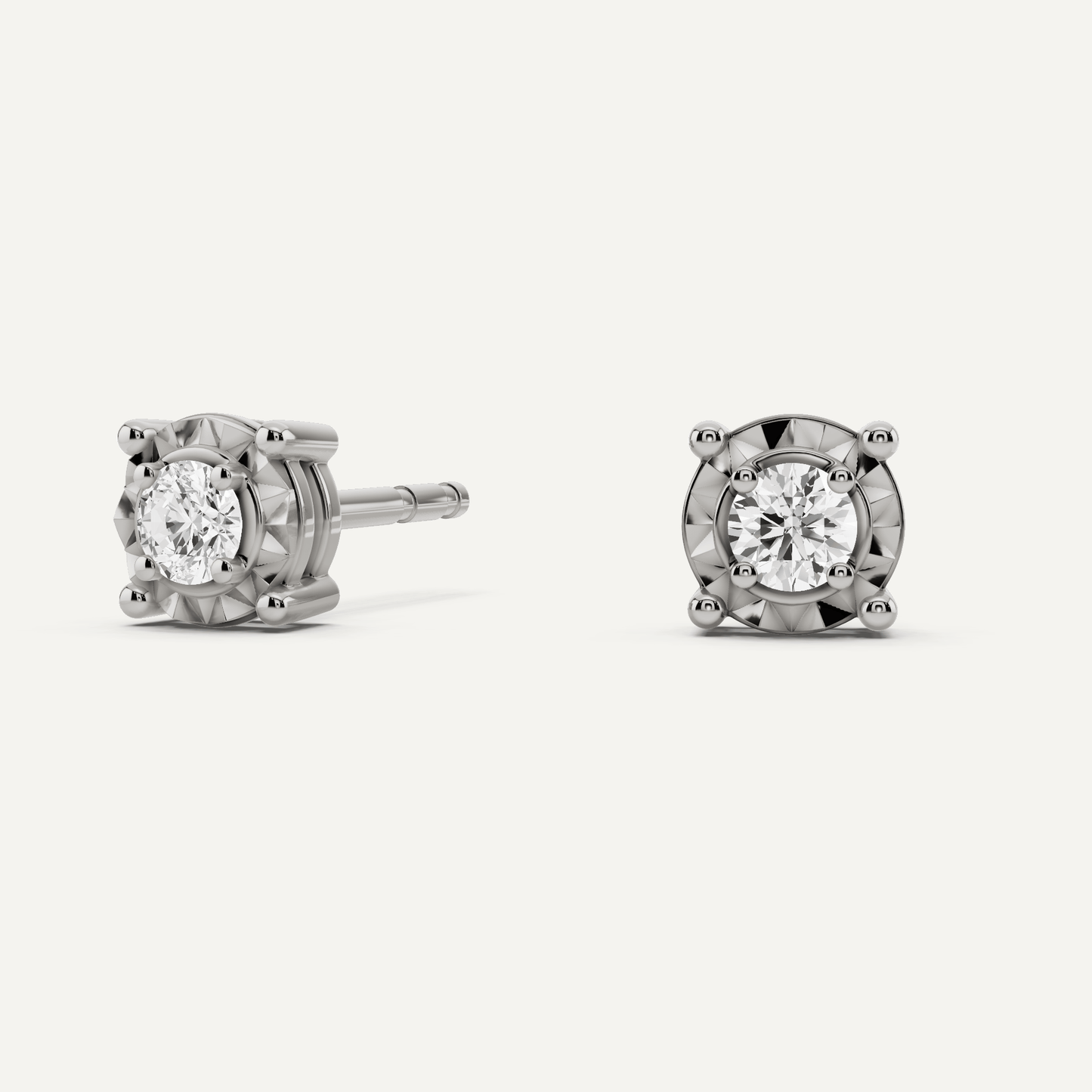 1/4 ctw Round Diamond Miracle Plate Stud Earrings - Lotus Diamond