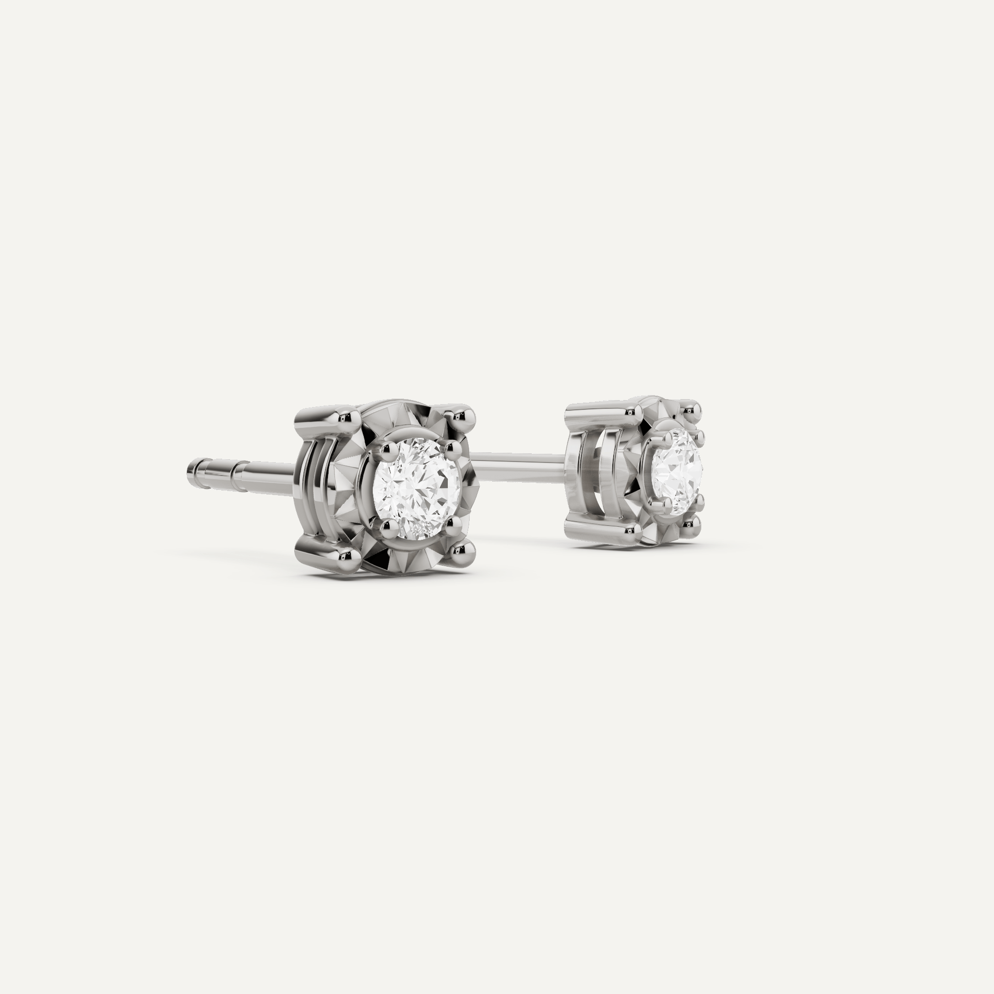 1/4 ctw Round Diamond Miracle Plate Stud Earrings - Lotus Diamond