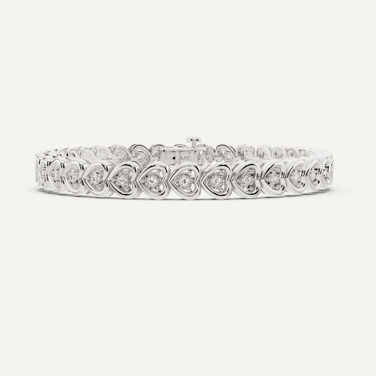 1/4 ctw Round Diamond Mircale Set Heart Fashion Bracelet - Lotus Diamond