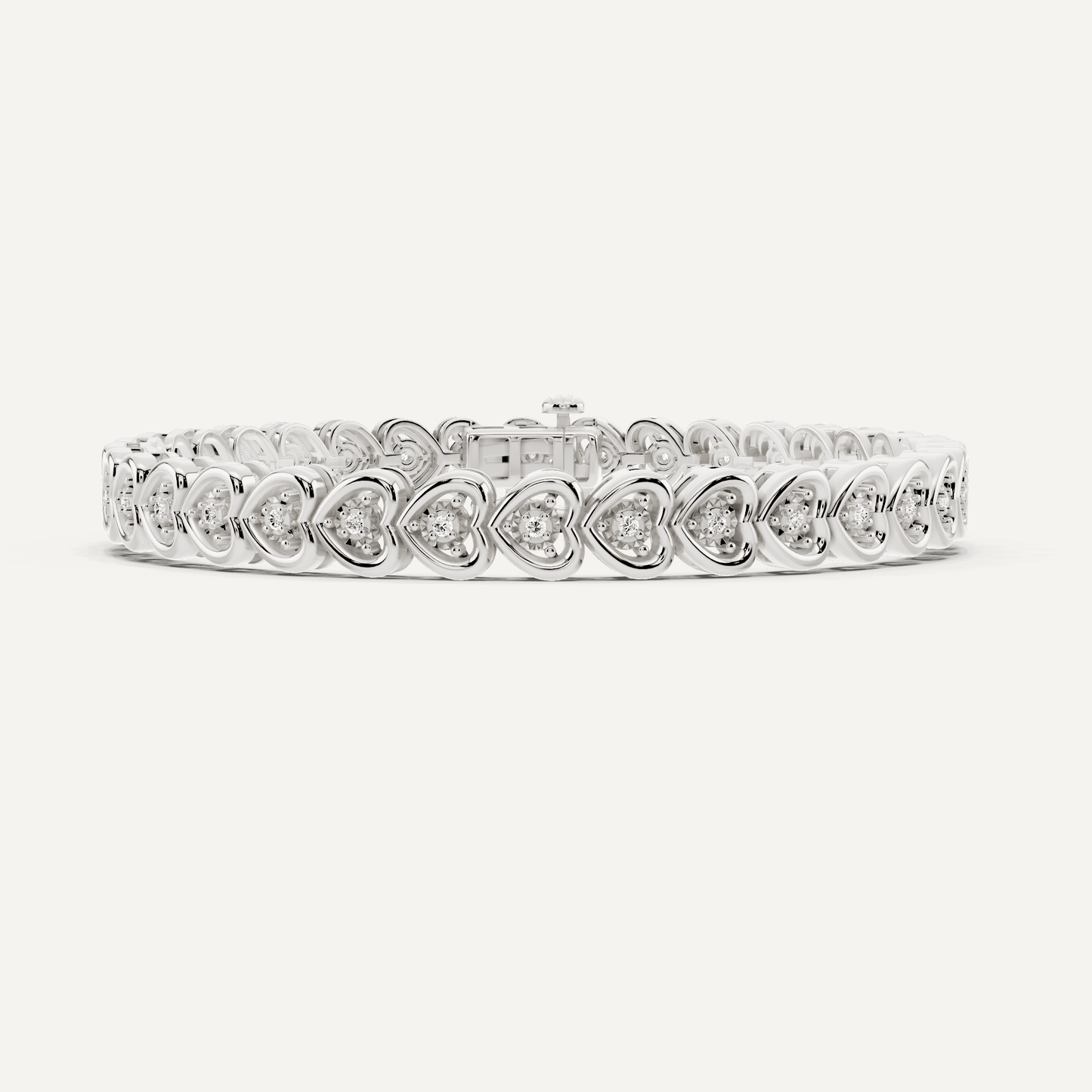 1/4 ctw Round Diamond Mircale Set Heart Fashion Bracelet - Lotus Diamond