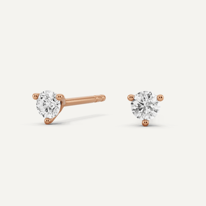 1/4 ctw Round Diamond Three Prong Martini Stud Earrings - Lotus Diamond