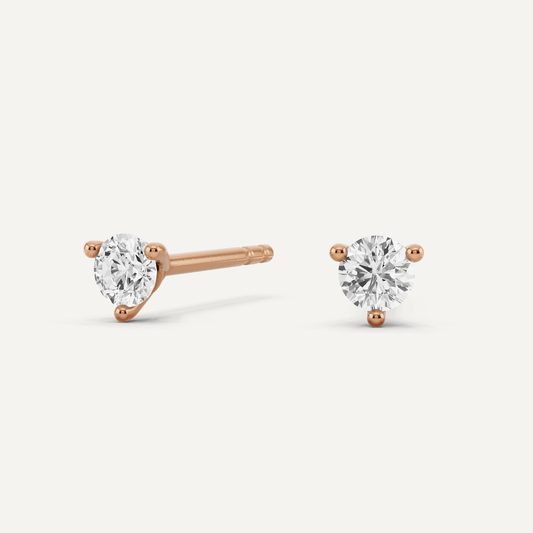 1/4 ctw Round Diamond Three Prong Martini Stud Earrings - Lotus Diamond