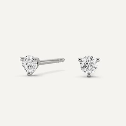 1/4 ctw Round Diamond Three Prong Martini Stud Earrings - Lotus Diamond