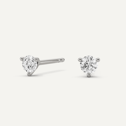 1/4 ctw Round Diamond Three Prong Martini Stud Earrings - Lotus Diamond