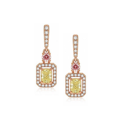 1.45 CTW Fancy Yellow Lab Grown Diamond Drop Earrings in 18K Gold - Lotus Diamond