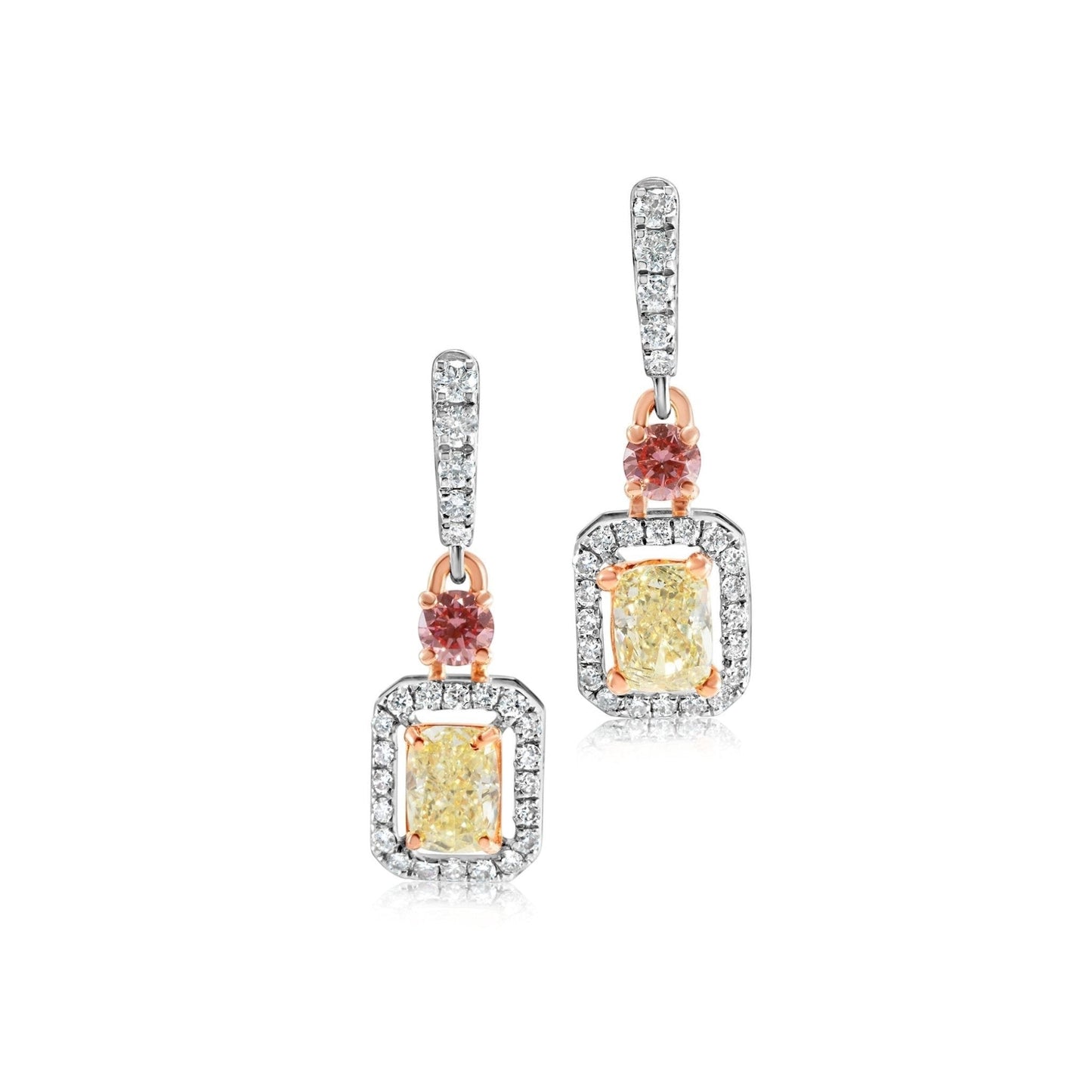 1.45 CTW Fancy Yellow Lab Grown Diamond Drop Earrings in 18K Gold - Lotus Diamond