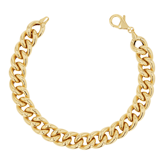 14K Chunky Cuban Link Chain Bracelet - Lotus Diamond