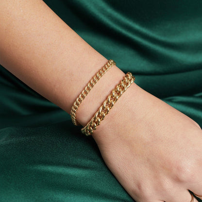 14K Chunky Cuban Link Chain Bracelet - Lotus Diamond