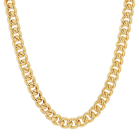 14K Chunky Cuban Link Chain Necklace - Lotus Diamond