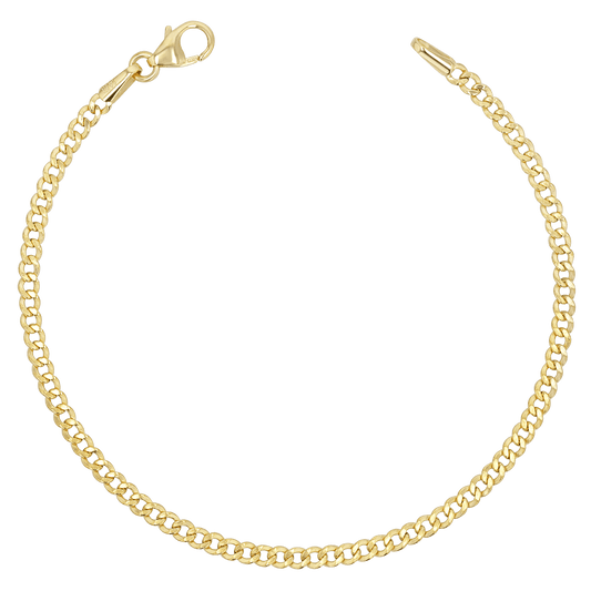 14K Dainty Cuban Link Chain Bracelet - Lotus Diamond