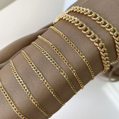 14K Dainty Cuban Link Chain Bracelet - Lotus Diamond