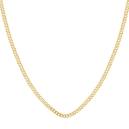 14K Dainty Cuban Link Chain Necklace - Lotus Diamond