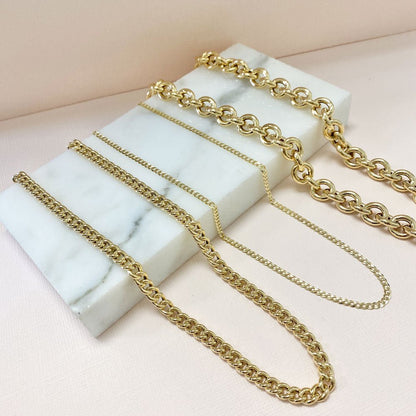14K Diamond Cut Cuban Link Chain Necklace - Lotus Diamond