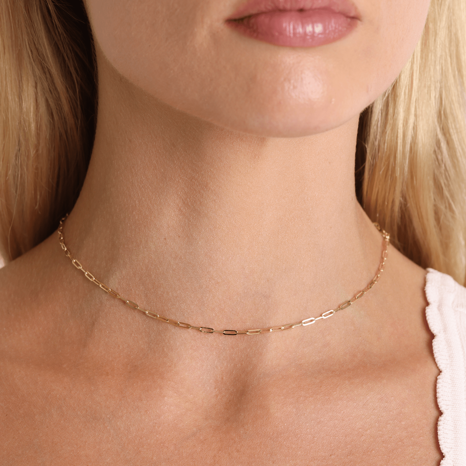 14K Diamond Cut Oval Link Chain Necklace - Lotus Diamond