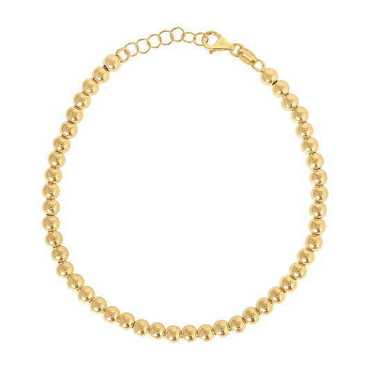 14K Gold 4mm Ball Bead Bracelet - Lotus Diamond