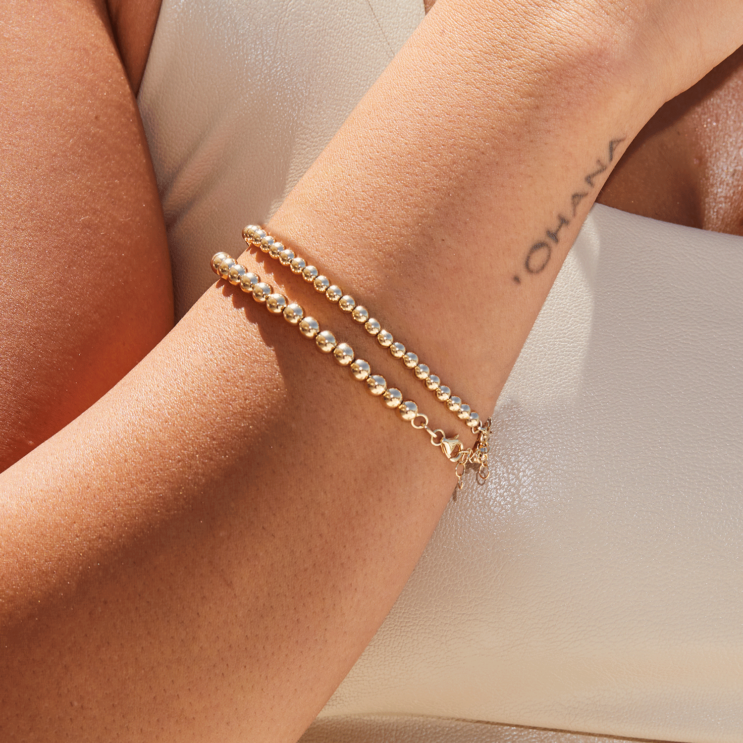 14K Gold 5mm Ball Bead Bracelet - Lotus Diamond