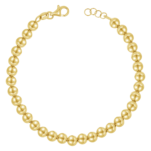 14K Gold 5mm Ball Bead Bracelet - Lotus Diamond