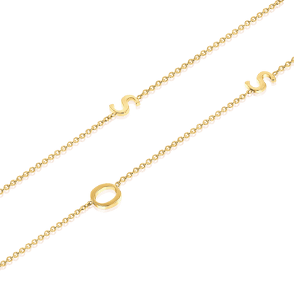 14K Gold Asymmetrical Initial Necklace - Lotus Diamond