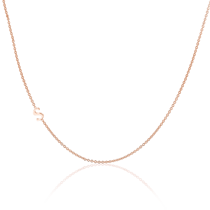 14K Gold Asymmetrical Initial Necklace - Lotus Diamond