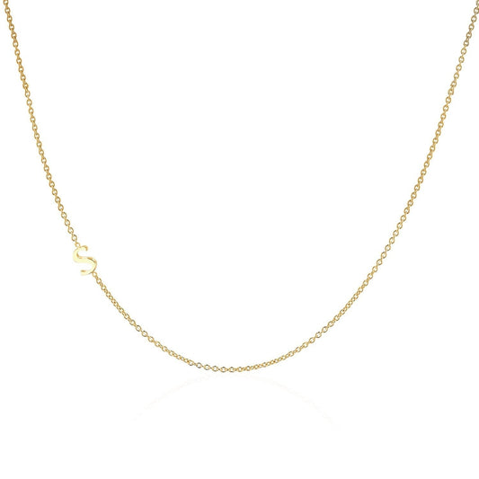 14K Gold Asymmetrical Initial Necklace - Lotus Diamond