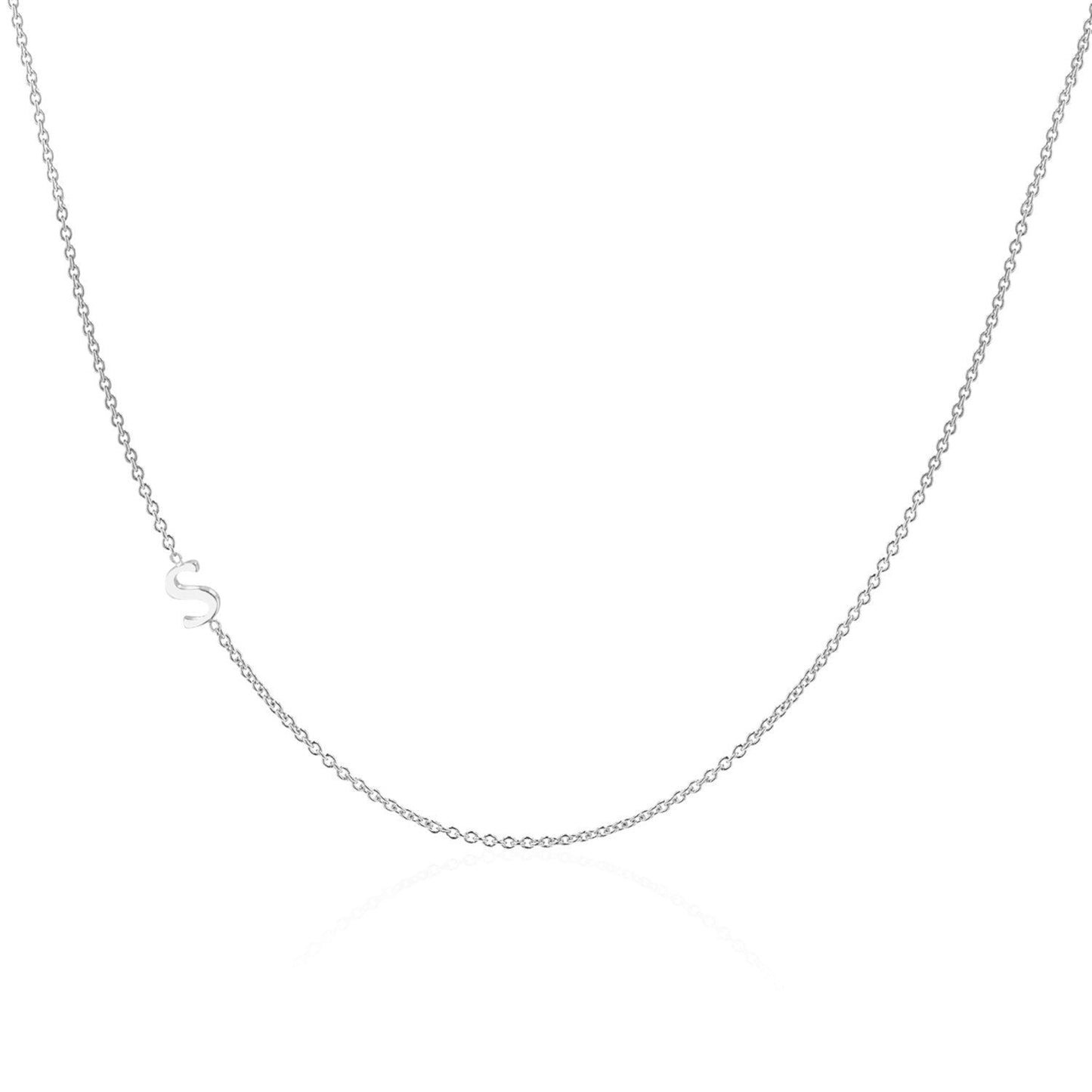 14K Gold Asymmetrical Initial Necklace - Lotus Diamond