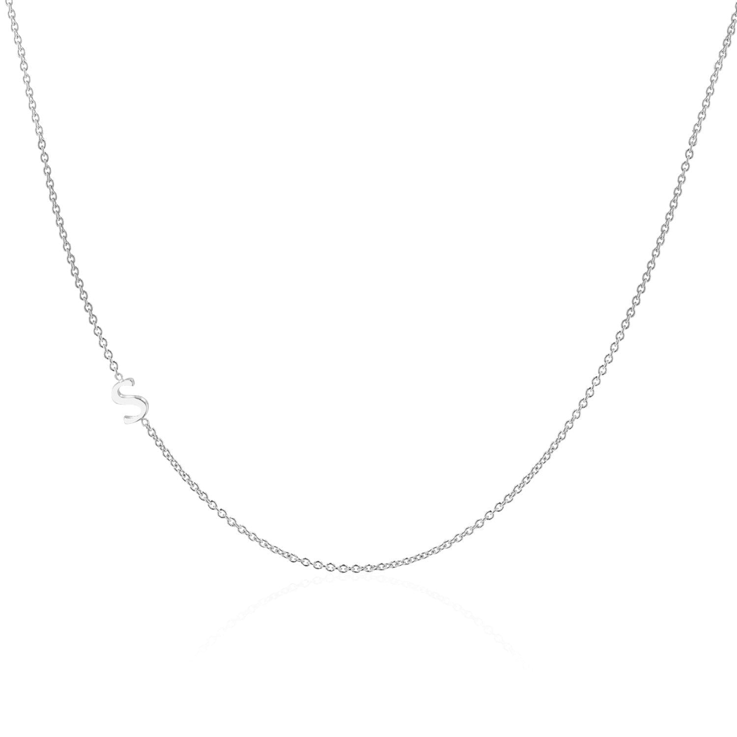 14K Gold Asymmetrical Initial Necklace - Lotus Diamond