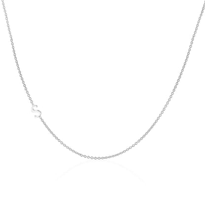 14K Gold Asymmetrical Initial Necklace - Lotus Diamond