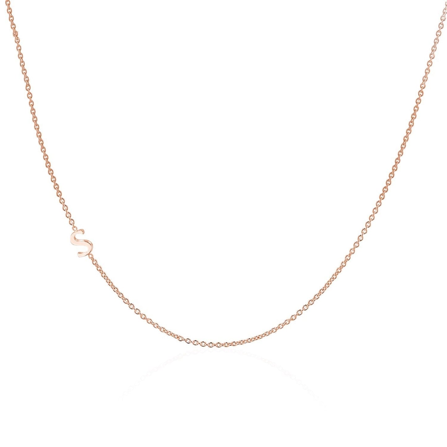 14K Gold Asymmetrical Initial Necklace - Lotus Diamond