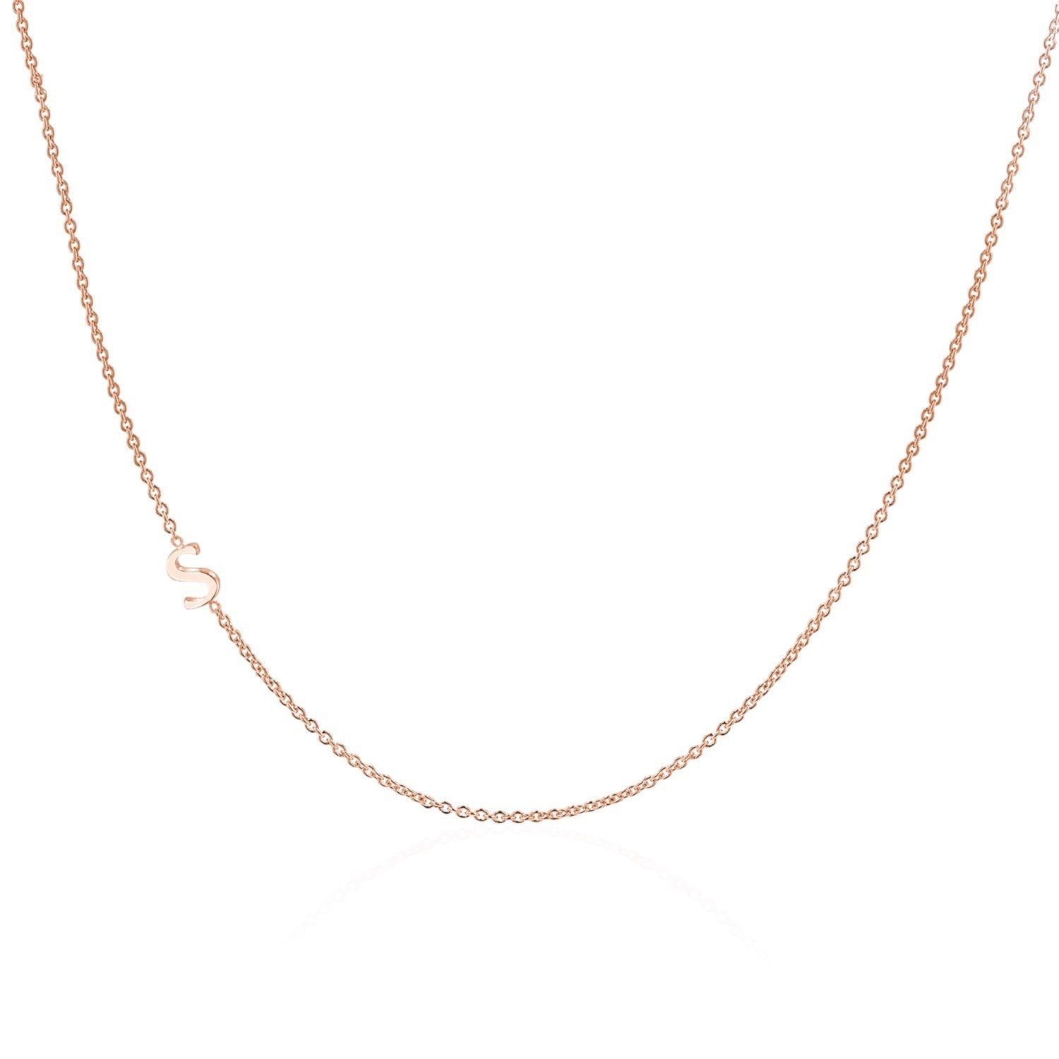 14K Gold Asymmetrical Initial Necklace - Lotus Diamond