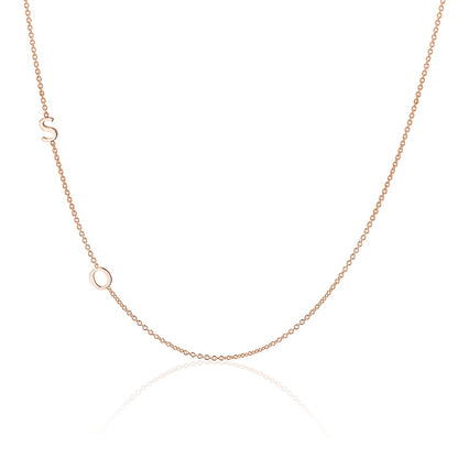 14K Gold Asymmetrical Multi Initial Necklace - Lotus Diamond