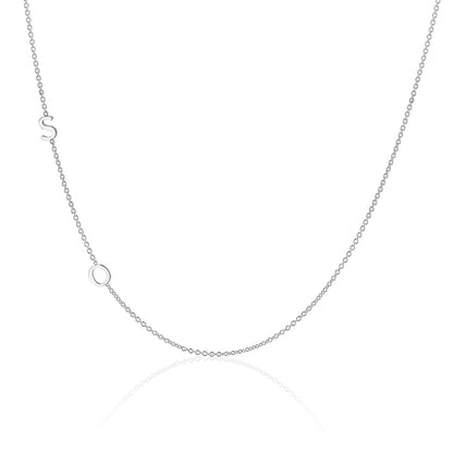 14K Gold Asymmetrical Multi Initial Necklace - Lotus Diamond