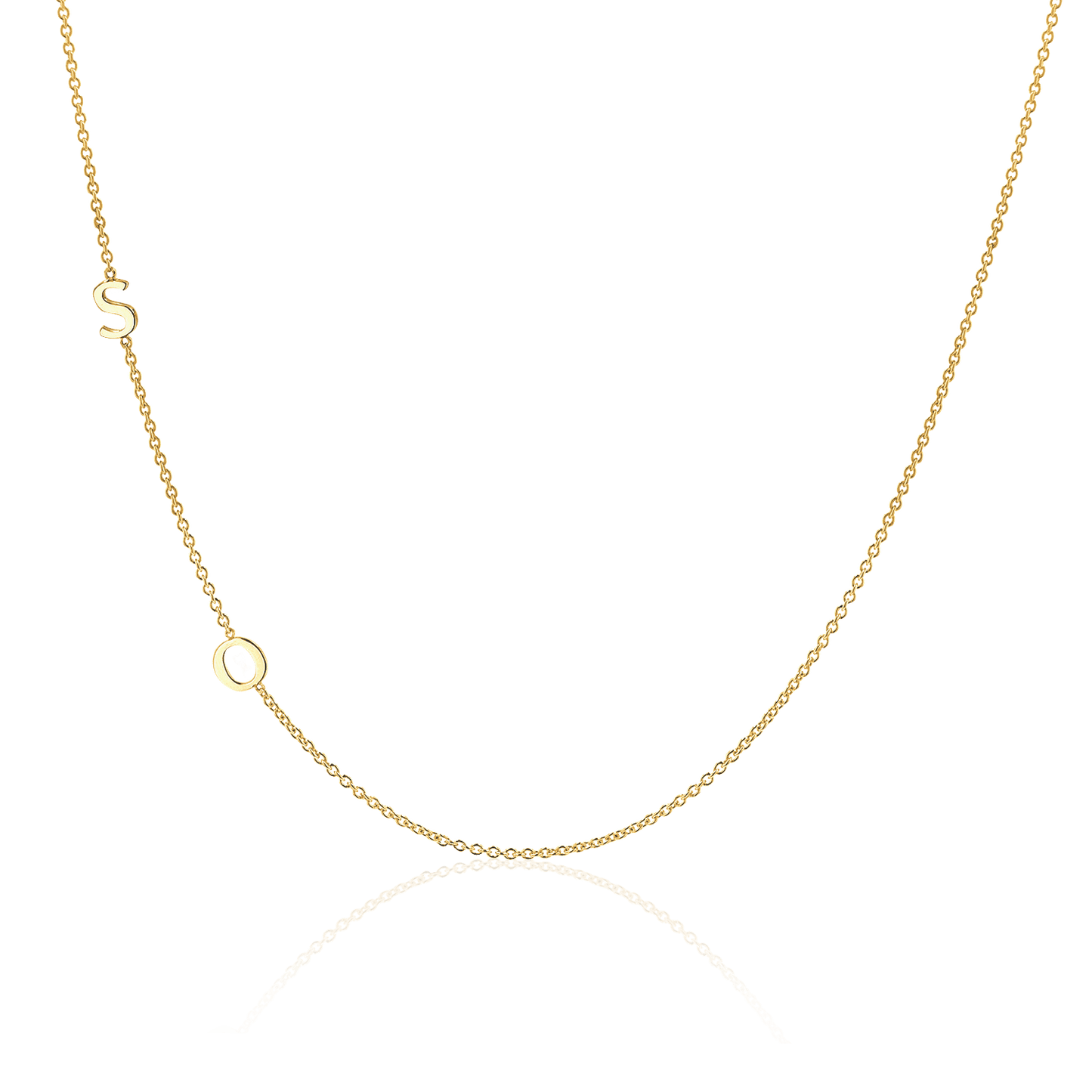 14K Gold Asymmetrical Multi Initial Necklace - Lotus Diamond
