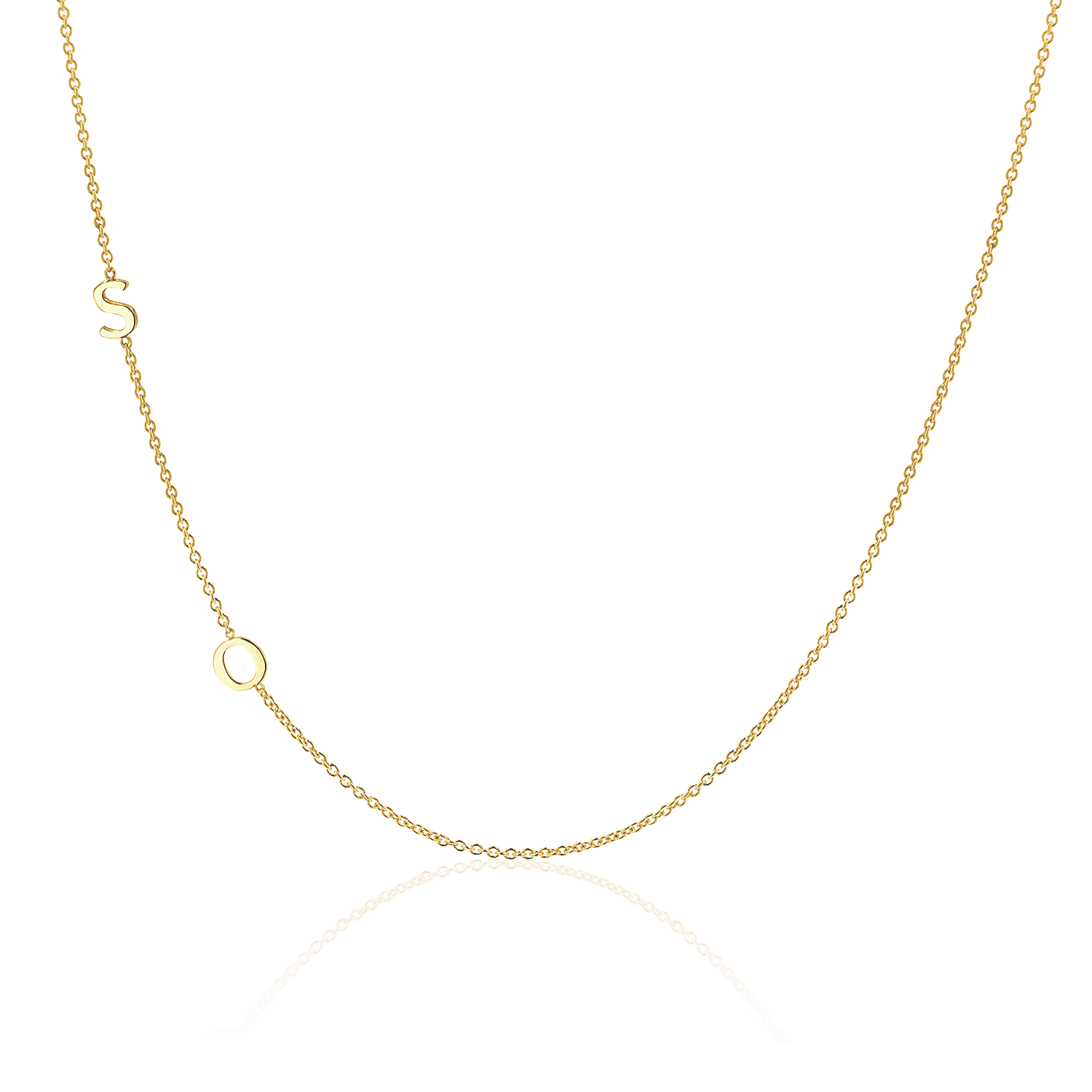 14K Gold Asymmetrical Multi Initial Necklace - Lotus Diamond