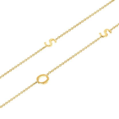 14K Gold Asymmetrical Multi Initial Necklace - Lotus Diamond
