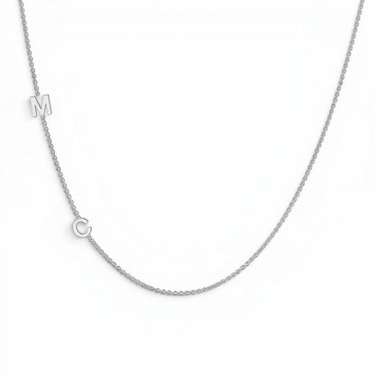 14K Gold Asymmetrical Multi Initial Necklace - Lotus Diamond