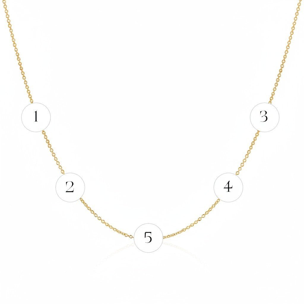 14K Gold Asymmetrical Multi Initial Necklace - Lotus Diamond