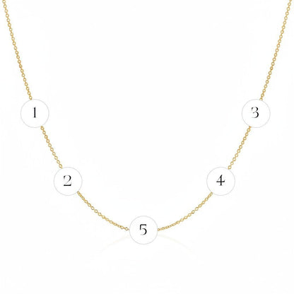14K Gold Asymmetrical Multi Initial Necklace - Lotus Diamond
