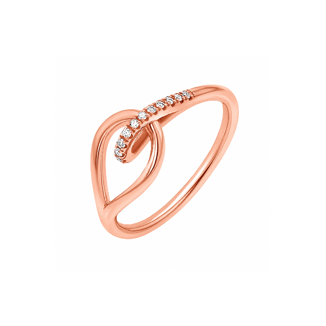 14K Gold Diamond Anchor Knot Ring Pavé Diamond Band Ring for Women - Lotus Diamond