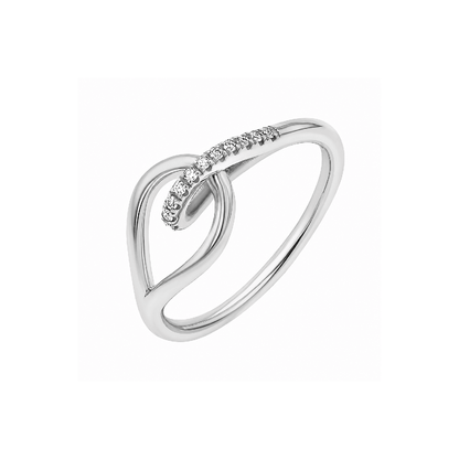 14K Gold Diamond Anchor Knot Ring Pavé Diamond Band Ring for Women - Lotus Diamond